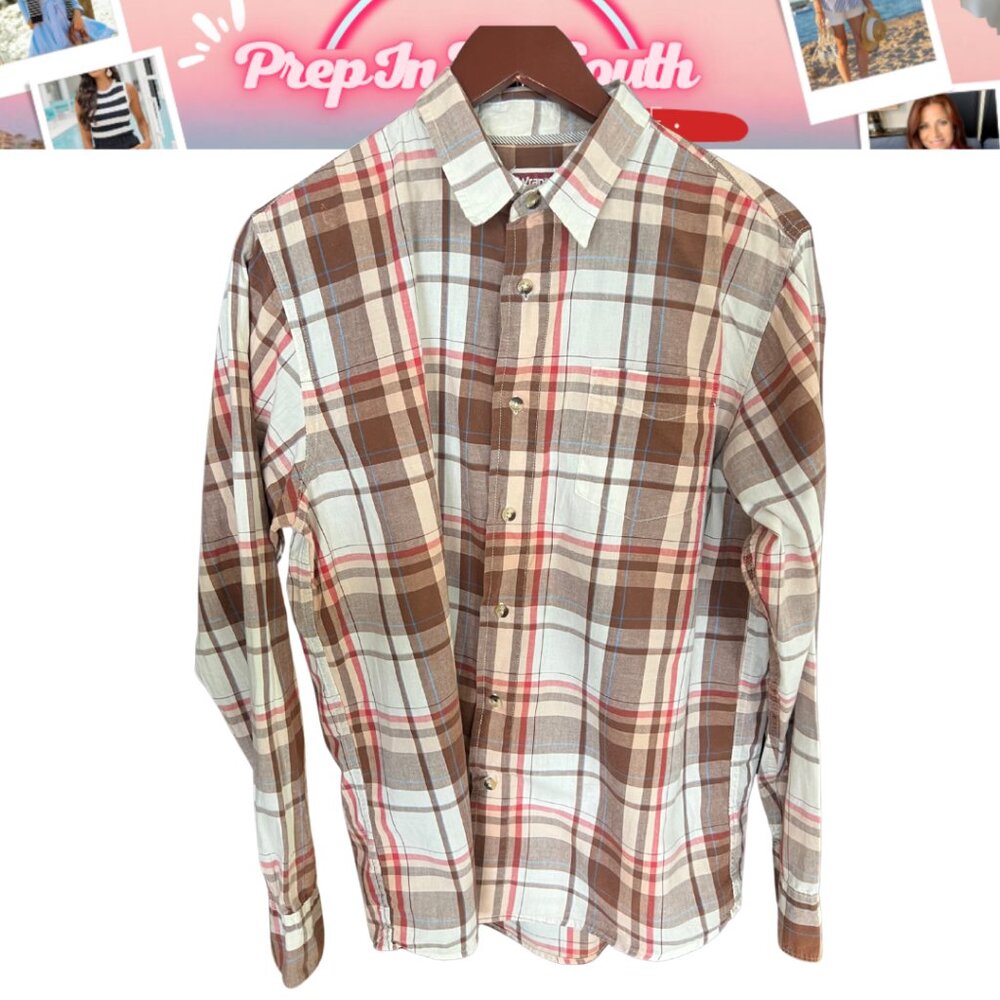 Wrangler Jeans Co. Long Sleeve Plaid Shirt | Size M | Brown\Tan Western Cotton